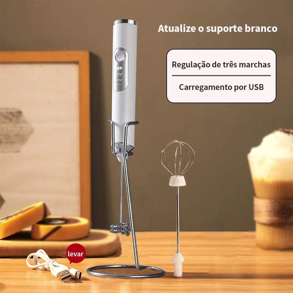 Batedor Misturador Mixer Elétrico para Bebidas Leite Café Portátil - CremoMix