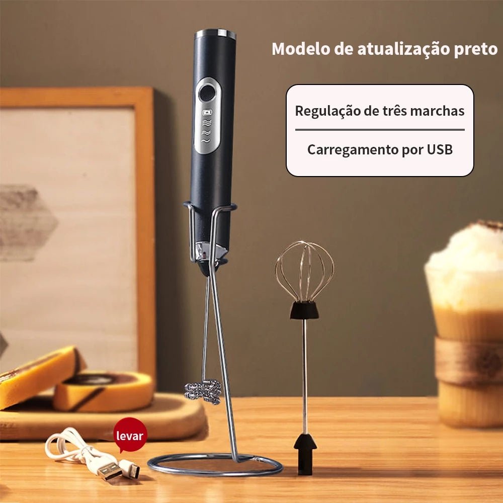 Batedor Misturador Mixer Elétrico para Bebidas Leite Café Portátil - CremoMix