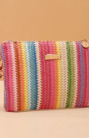 Rattan Knitting Women Straw Bags Fashion Colorful Summer Beach Clutch Bag Female Woven Wristlet