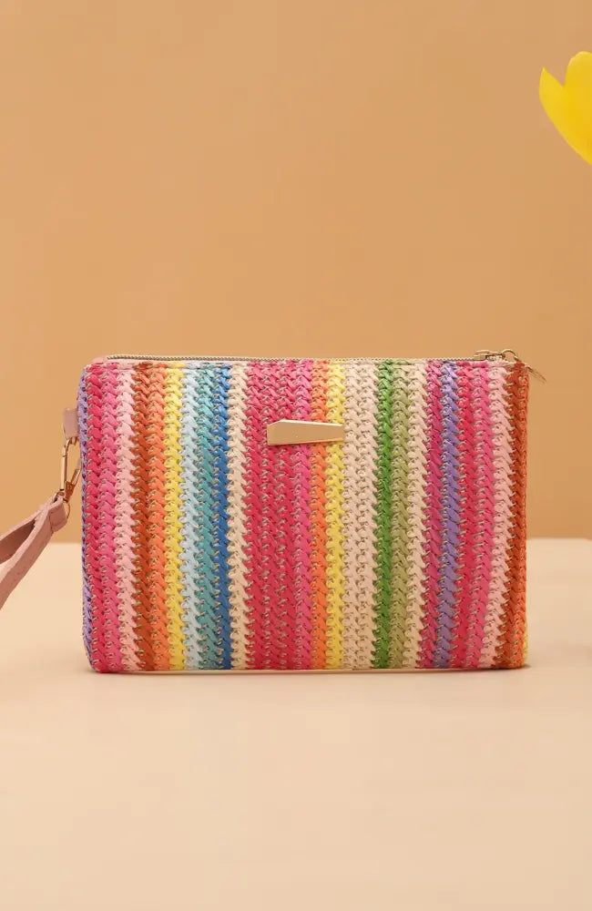 Rattan Knitting Women Straw Bags Fashion Colorful Summer Beach Clutch Bag Female Woven Wristlet