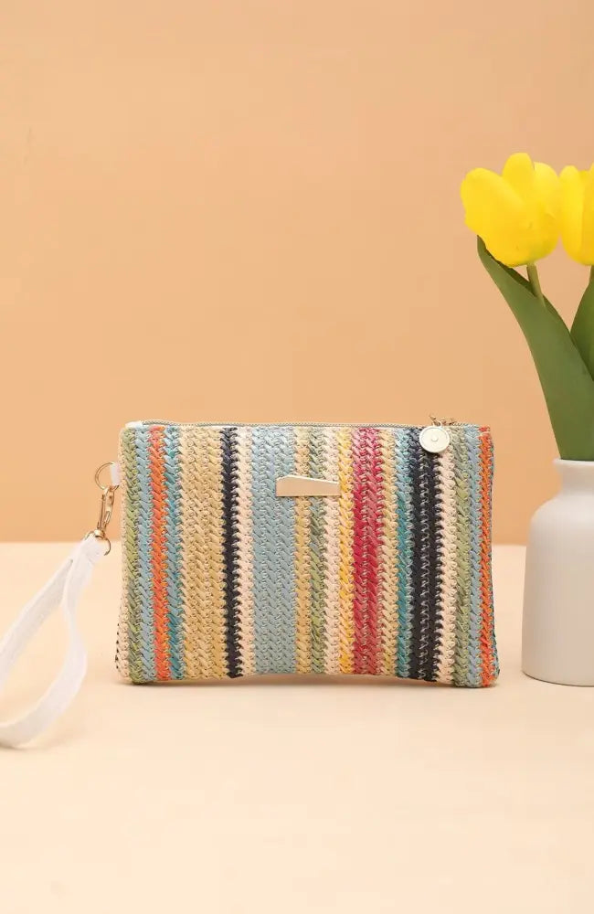 Rattan Knitting Women Straw Bags Fashion Colorful Summer Beach Clutch Bag Female Woven Wristlet