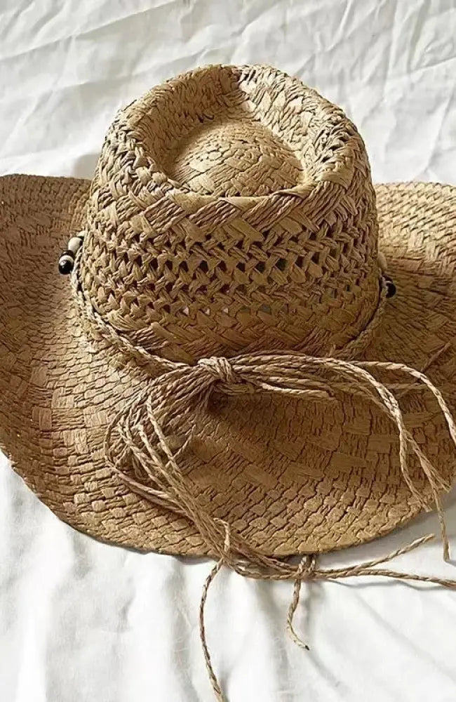 Handmade Women Men Straw Hat Summer Beach Shell Vintage Beads Hollow Out Western Wide Brim Sun