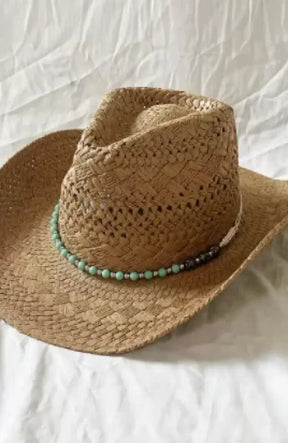 Handmade Women Men Straw Hat Summer Beach Shell Vintage Beads Hollow Out Western Wide Brim Sun