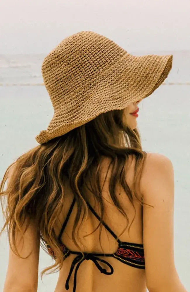 Women Summer Hats Sun Beach Panama Straw Hat Wide Wave Brim Folded Outdoor Caps Leisure Holiday