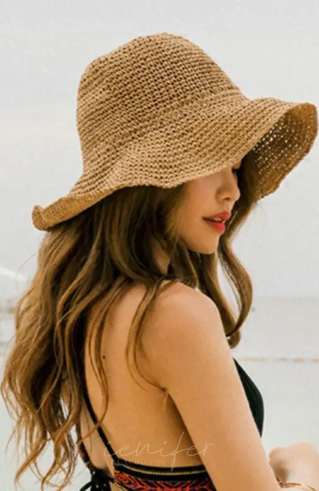 Women Summer Hats Sun Beach Panama Straw Hat Wide Wave Brim Folded Outdoor Caps Leisure Holiday