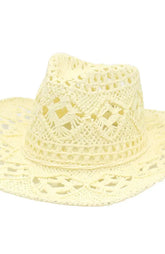 Men Women Western Cowboy Hats Summer Outdoor Hand-Woven Straw Hollowed Wide-Brimmed Hat Breathable